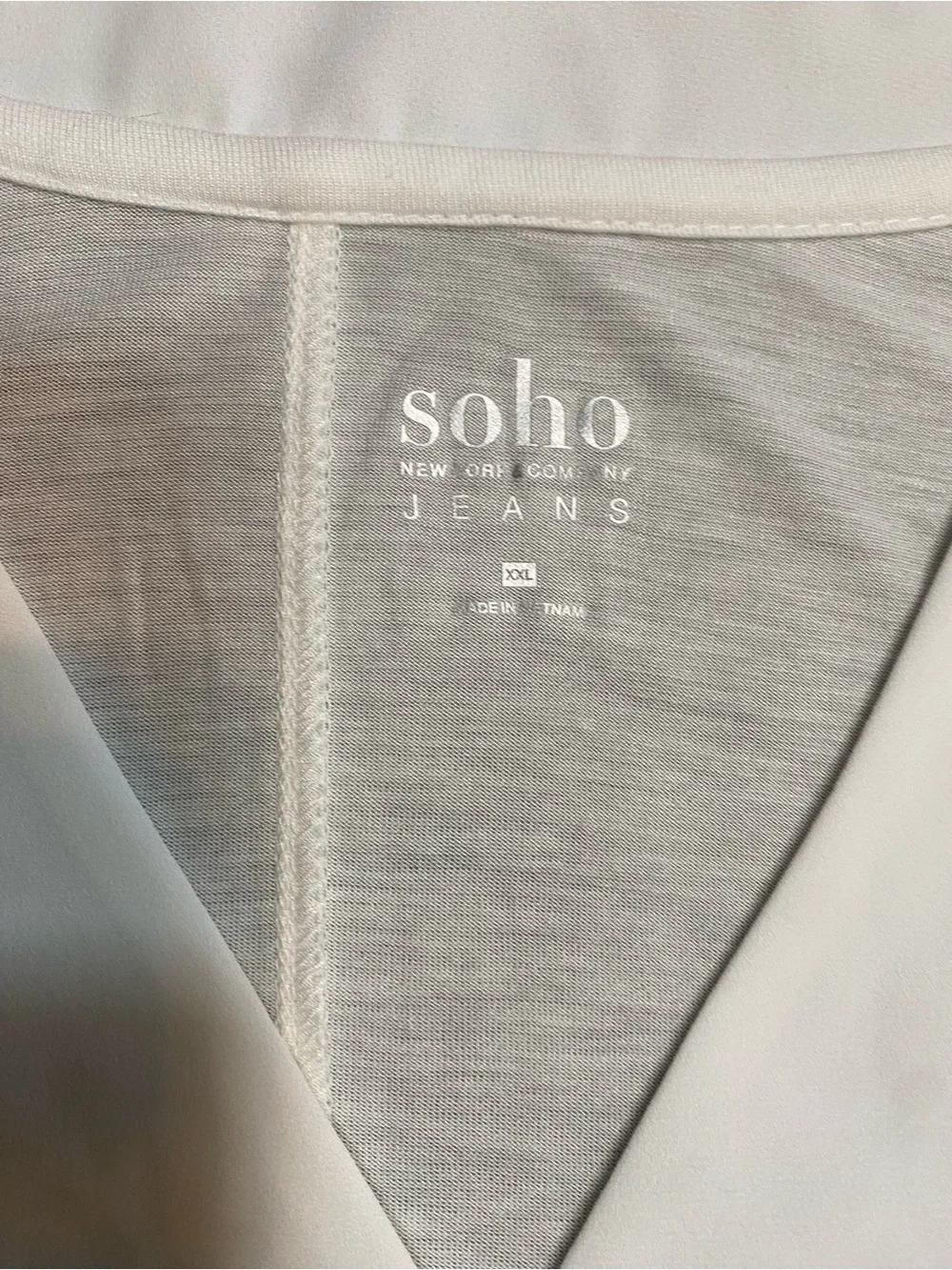 NWT Soho NY&C White V-Neck Roll-Tab Sleeve Mixed Media Blouse Top XXL